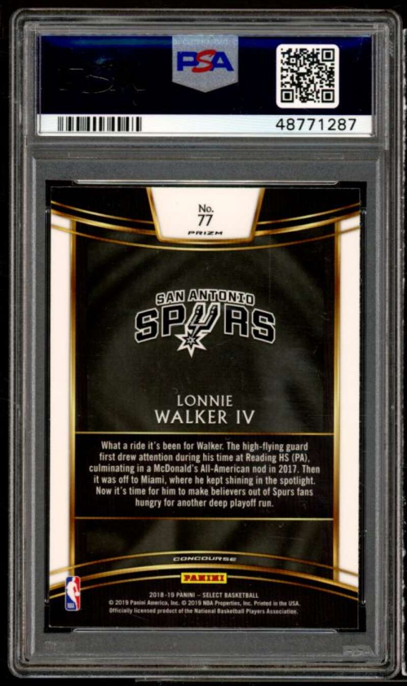 Lonnie Walker IV Rookie Card 2018-19 Panini Select Silver Prizms #77 PSA 9 Image 2