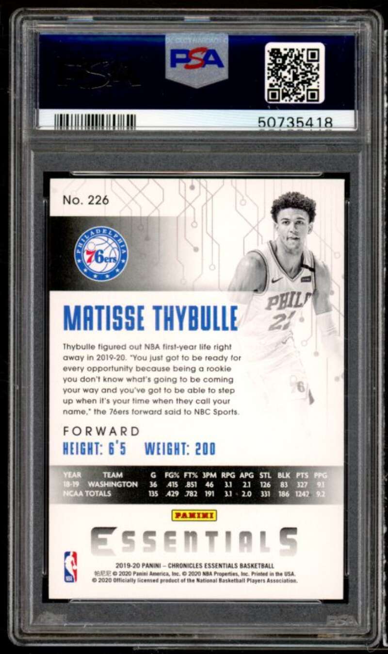 Matisse Thybulle Rookie Card 2019-20 Panini Chronicles #226 PSA 10 Image 2