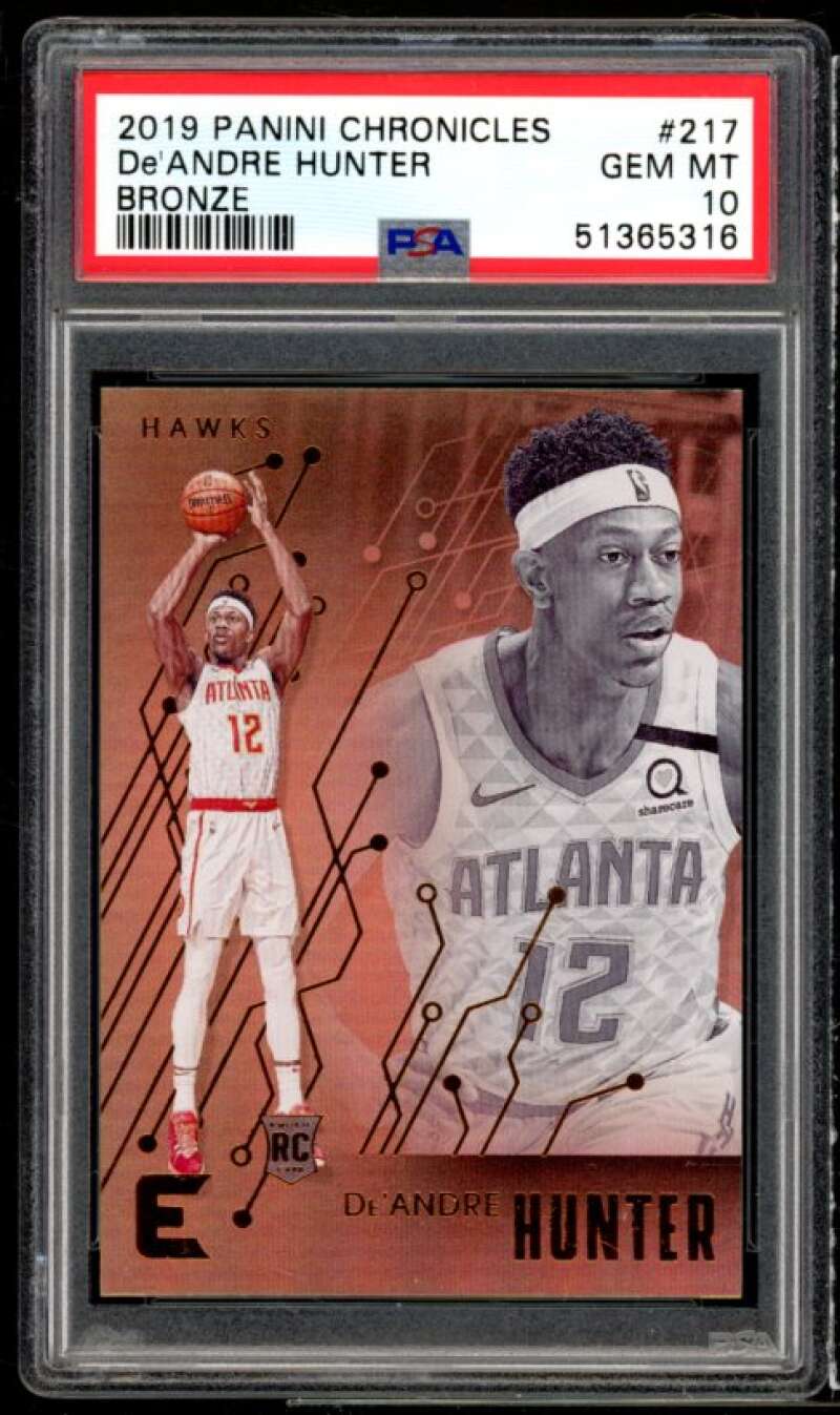 De'Andre Hunter Rookie Card 2019-20 Panini Chronicles Bronze #217 PSA 10 Image 1