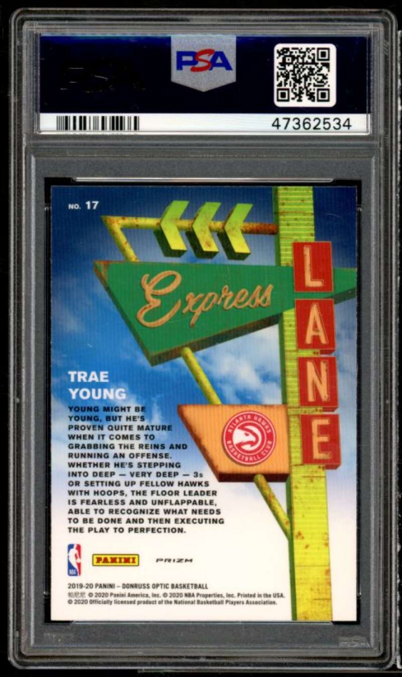 Trae Young Card 2019-20 Panini Donruss Optic Express Lane Purple #17 PSA 10 Image 2