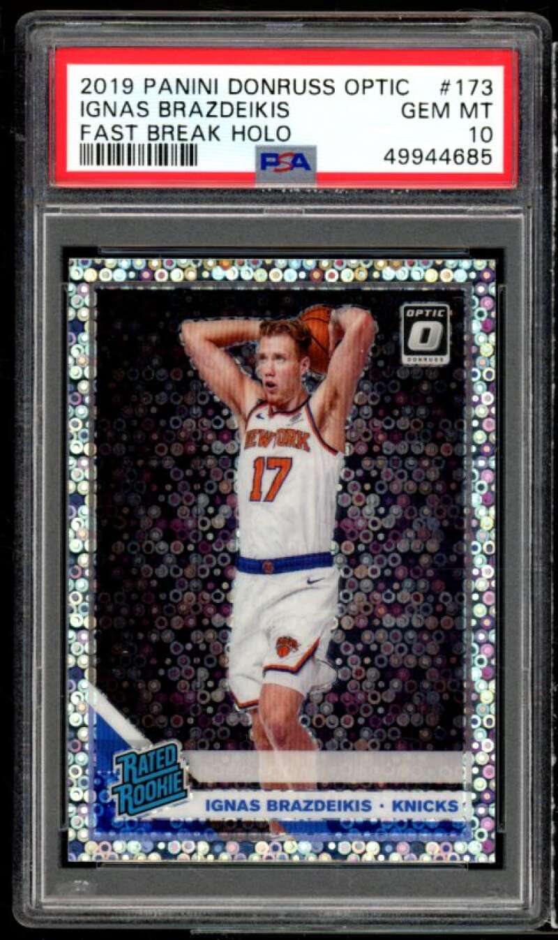 Ignas Brazdeikis Rookie 2019-20 Panini Donruss Optic Fast Break Holo #173 PSA 10 Image 1