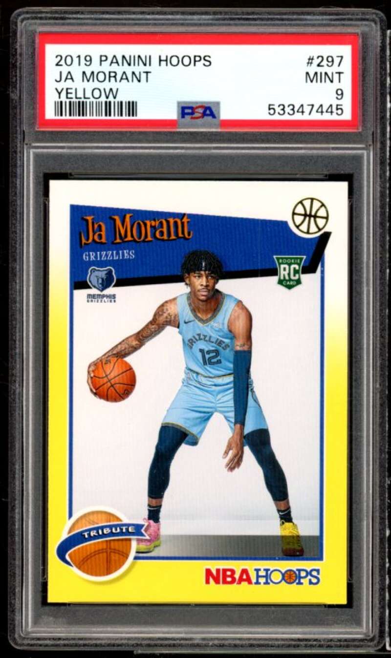 Ja Morant Rookie Card 2019-20 Panini Hoops Yellow #297 PSA 9 Image 1