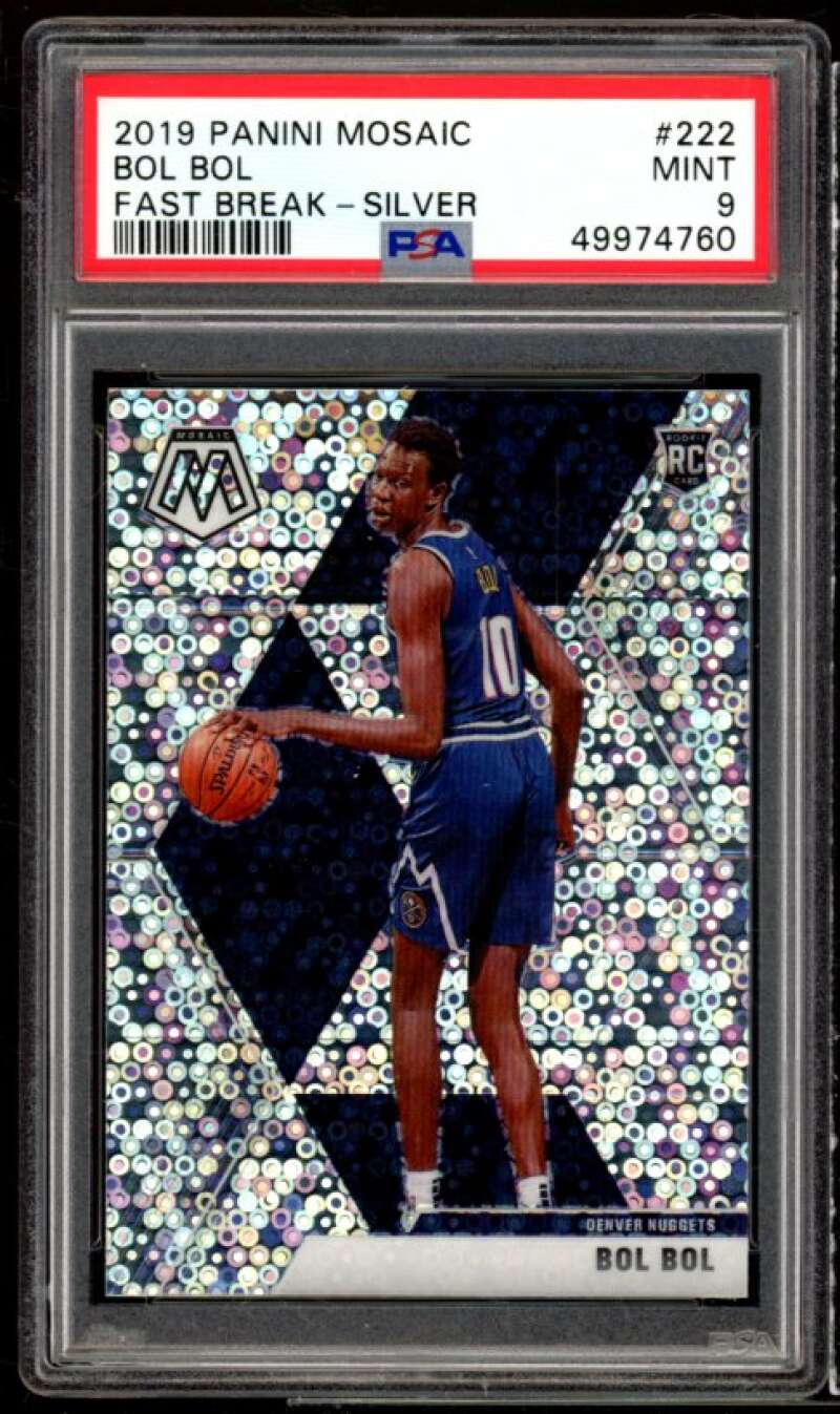 Bol Bol Rookie Card 2019-20 Panini Mosaic Fast Break Silver #222 PSA 9 Image 1