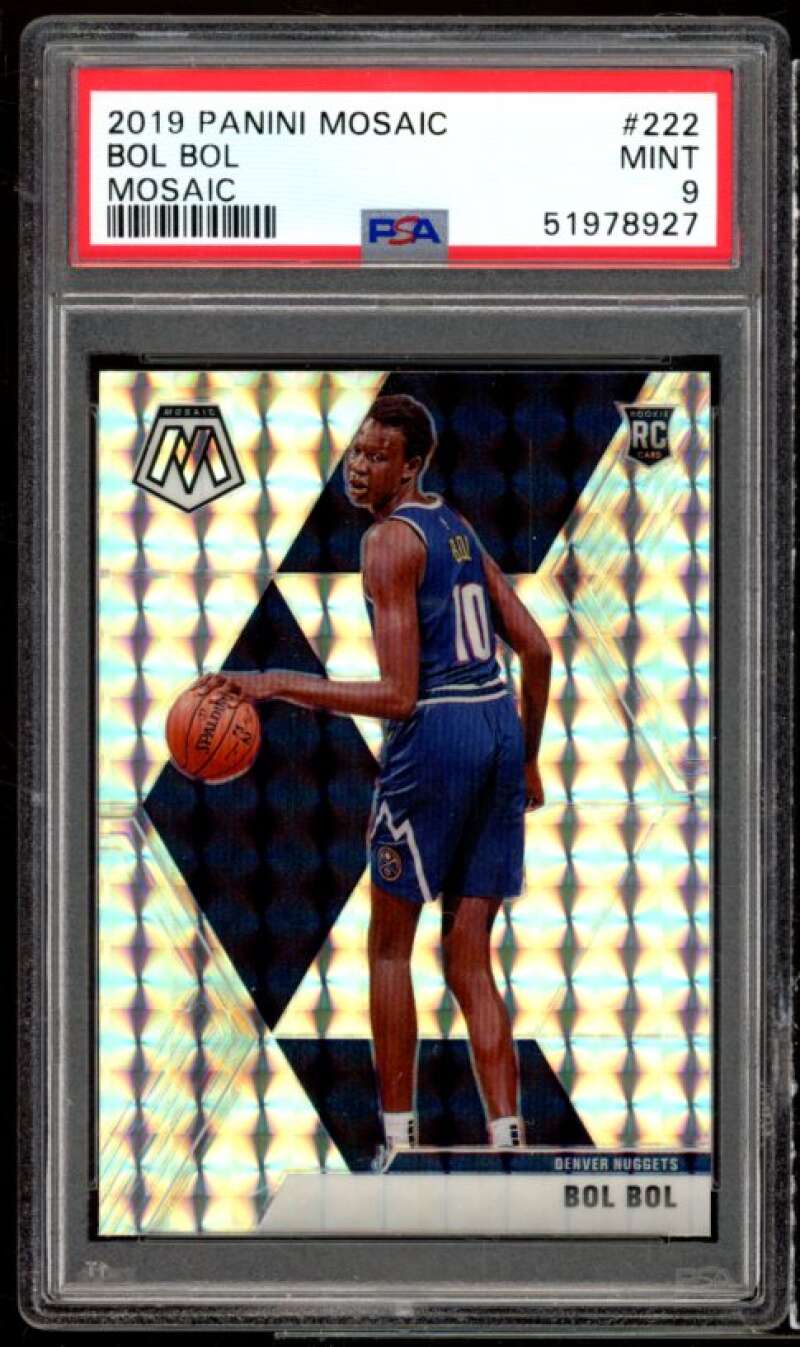 Bol Bol Rookie Card 2019-20 Panini Mosaic Mosaic #222 PSA 9 Image 1