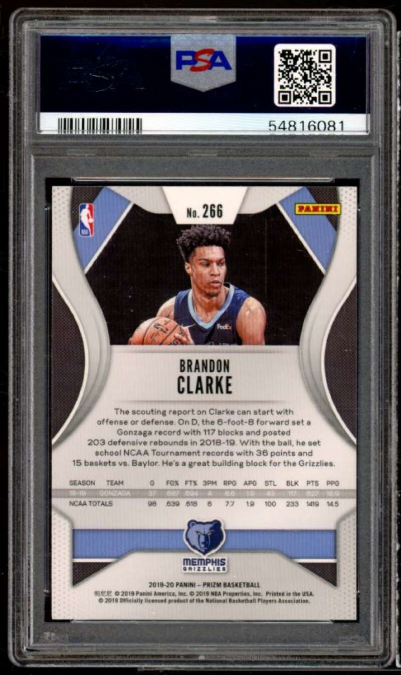 Brandon Clarke Rookie Card 2019-20 Panini Prizm #266 PSA 10 Image 2