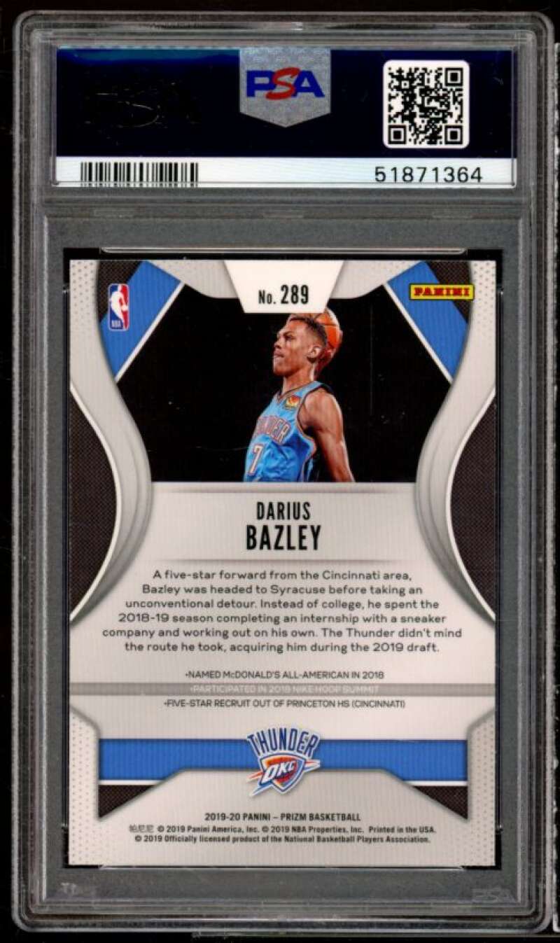 Darius Bazley Rookie Card 2019-20 Panini Prizm #289 PSA 10 Image 2