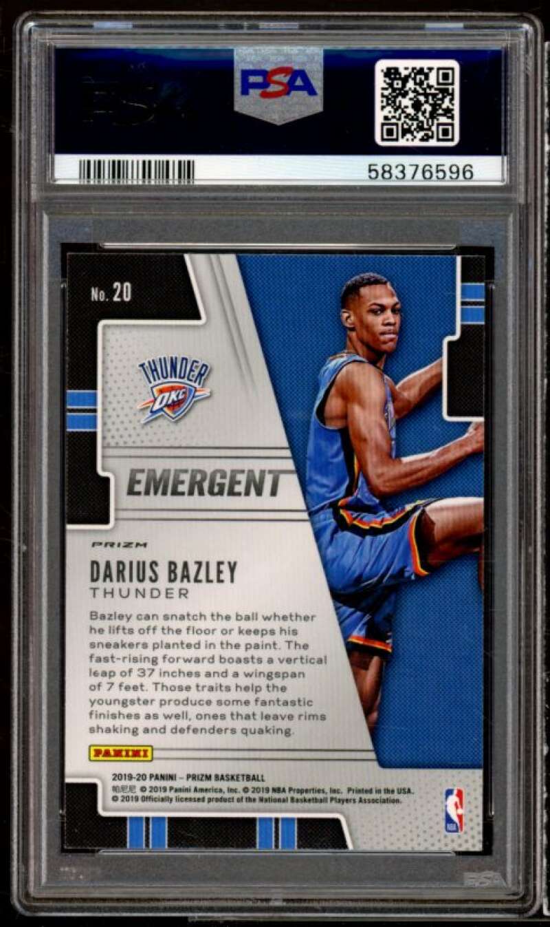 Darius Bazley Rookie Card 2019-20 Panini Prizm Emergent Silver Prizm #20 PSA 9 Image 2