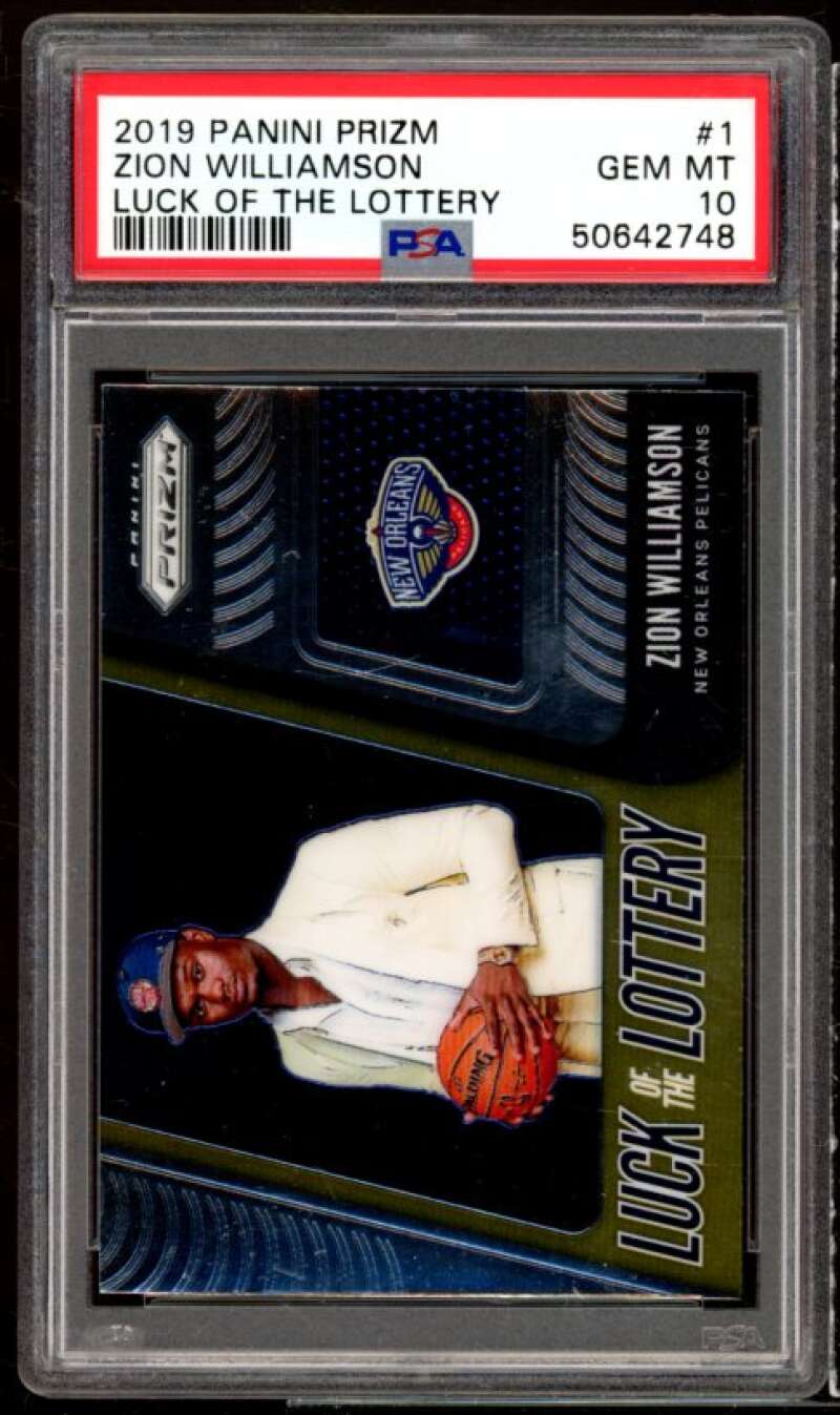 Zion Williamson Rookie Card 2019-20 Panini Prizm Luck Of The Lottery #1 PSA 10 Image 1