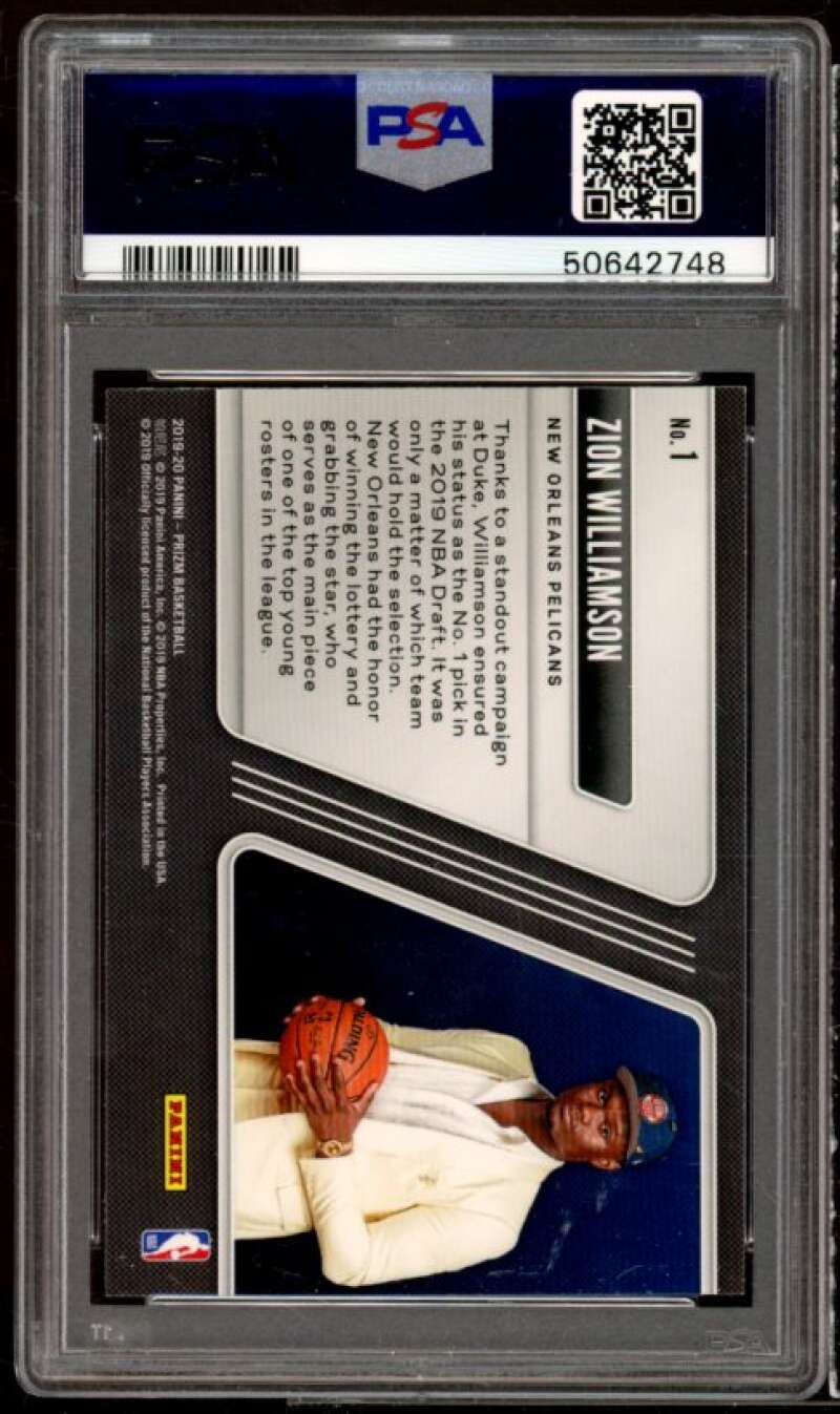 Zion Williamson Rookie Card 2019-20 Panini Prizm Luck Of The Lottery #1 PSA 10 Image 2