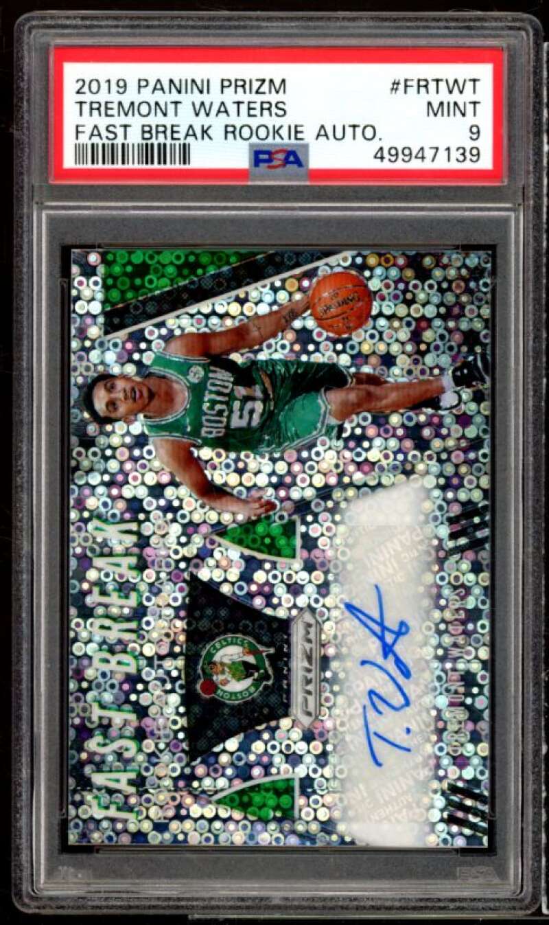 Treymont Waters Rookie 2019-20 Panini Prizm Fast Breat Rookie Auto #FRTWT PSA 9 Image 1