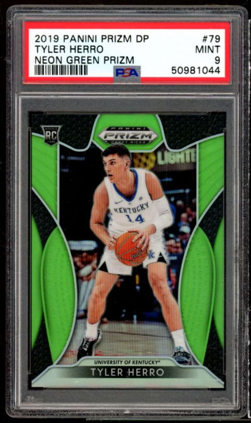 Tyler Herro Rookie Card 2019-20 Panini Prizm Draft Picks Prizms Green #79 PSA 9 Image 1