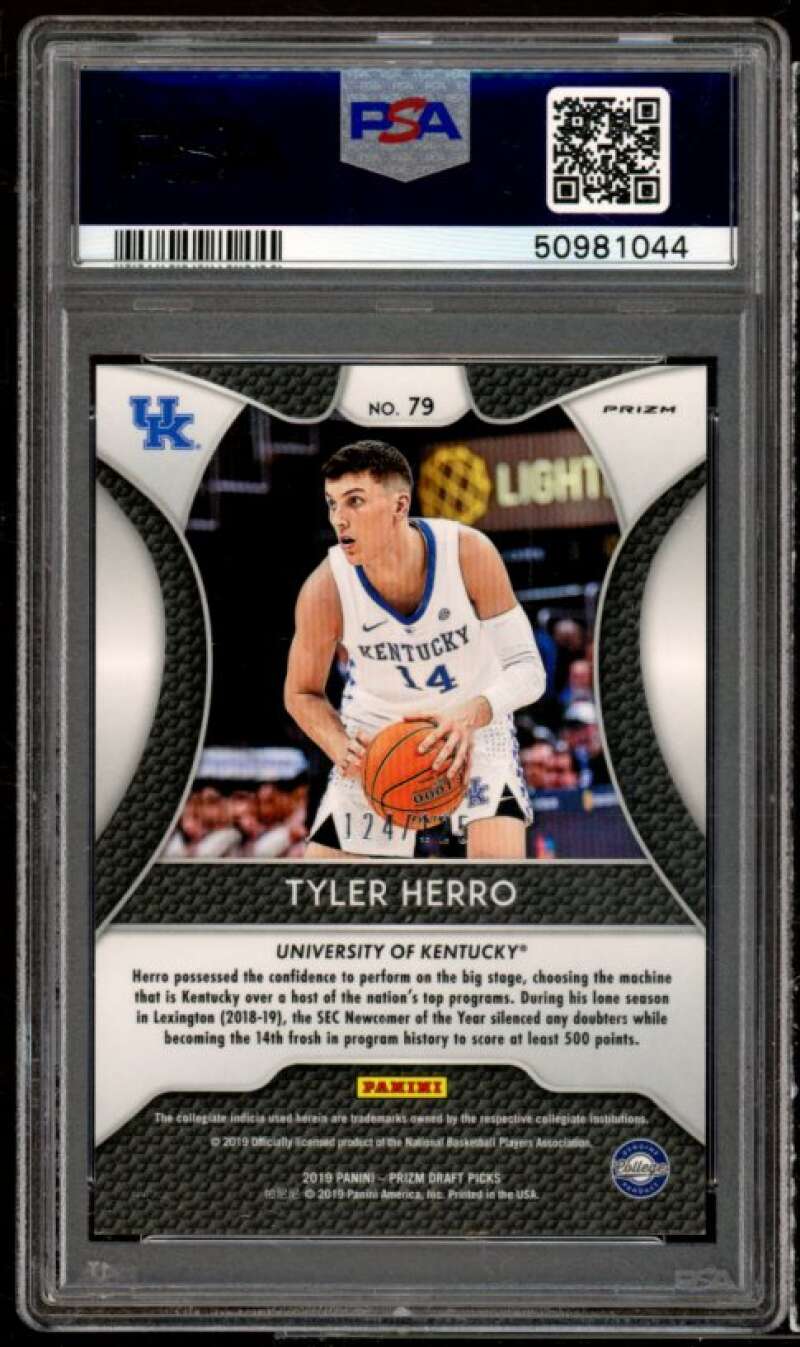 Tyler Herro Rookie Card 2019-20 Panini Prizm Draft Picks Prizms Green #79 PSA 9 Image 2