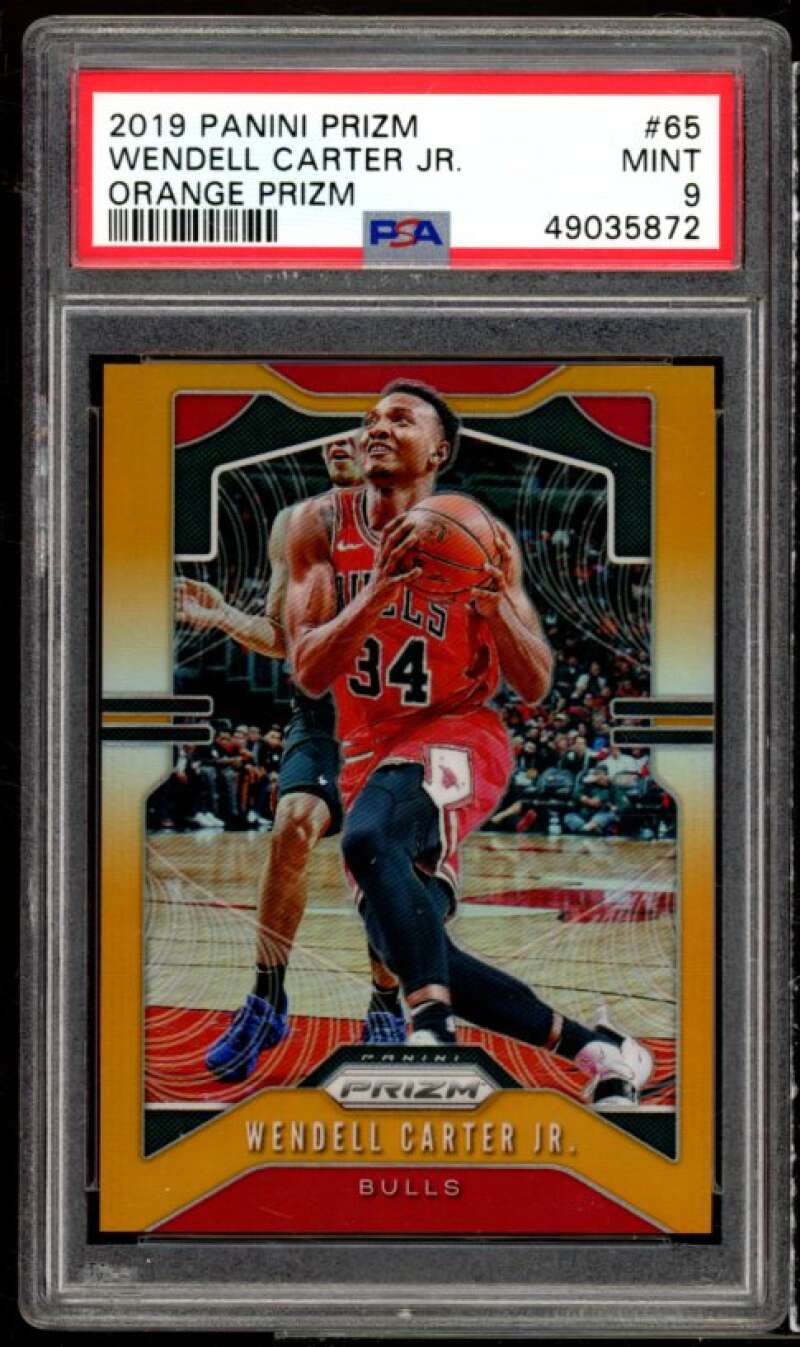 Wendell Carter Jr. Rookie Card 2019-20 Panini Prizm Orange Prizm #65 PSA 9 Image 1