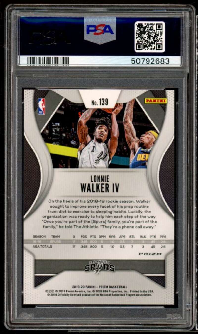 Lonnie Walker IV Rookie 2019-20 Panini Prizm Purple Pulsar #139 (pop 1) PSA 9 Image 2