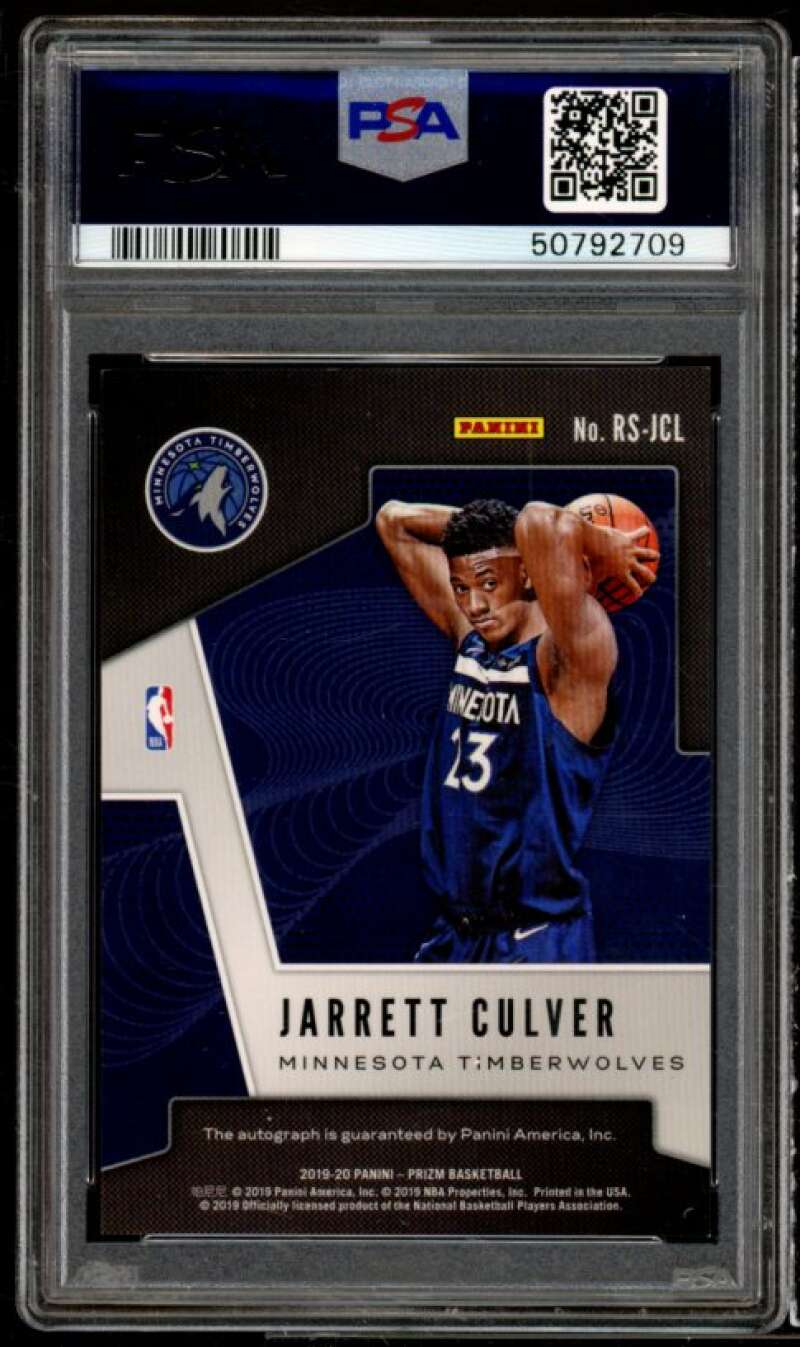 Jarrett Culver Rookie Card 2019-20 Panini Prizm Rookie Signatures #JCL PSA 9 Image 2