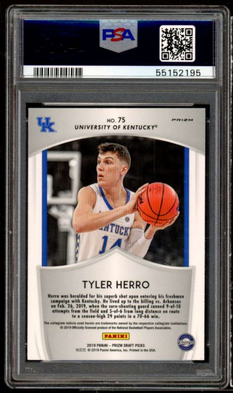 Tyler Herro Rookie Card 2019-20 Panini Prizm DP Orange Prizm #75 PSA 9 Image 2