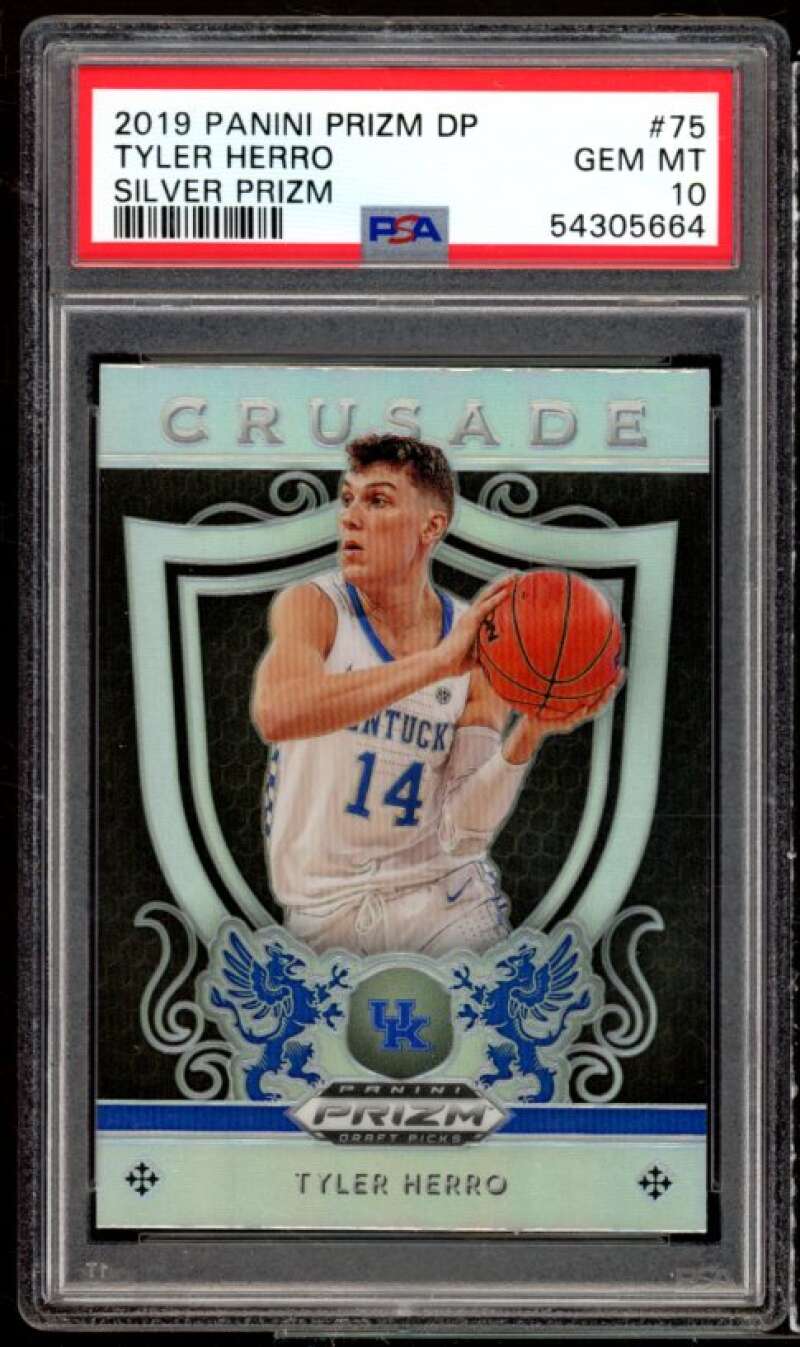 Tyler Herro Rookie Card 2019-20 Panini Prizm Draft Picks Silver Prizm #75 PSA 10 Image 1