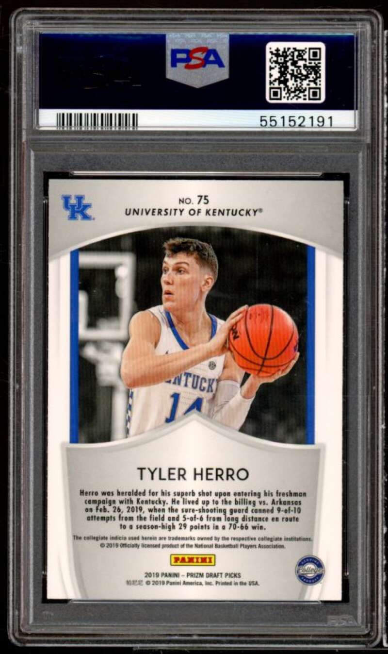 Tyler Herro Rookie Card 2019-20 Panini Prizm Draft Picks #75 PSA 10 Image 2