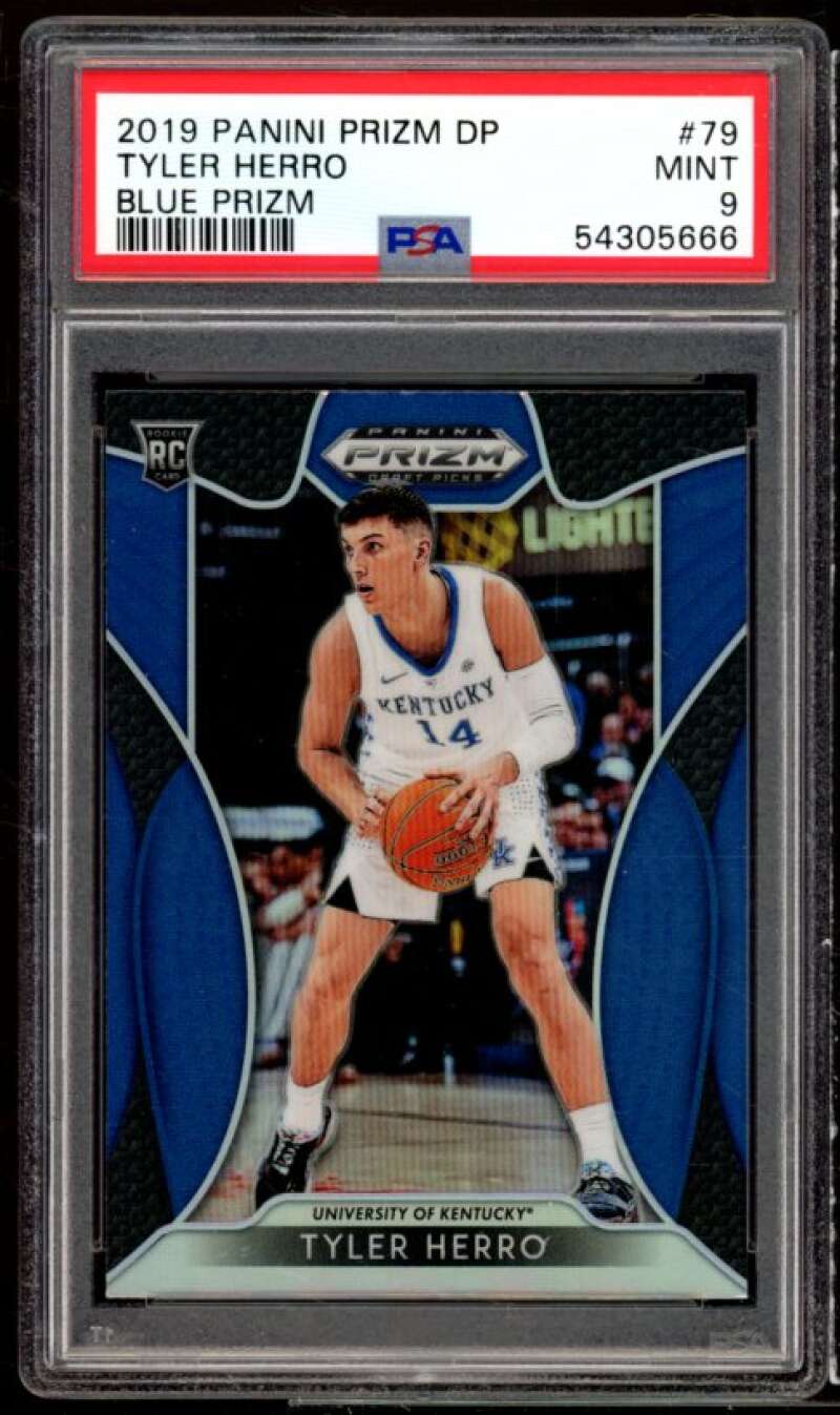 Tyler Herro Rookie Card 2019-20 Panini Prizm Draft Picks Blue Prizm #79 PSA 9 Image 1