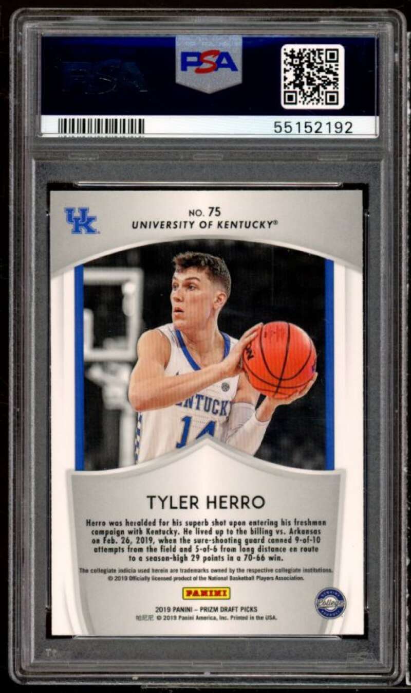 Tyler Herro Rookie Card 2019-20 Panini Prizm Draft Picks #75 PSA 10 Image 2