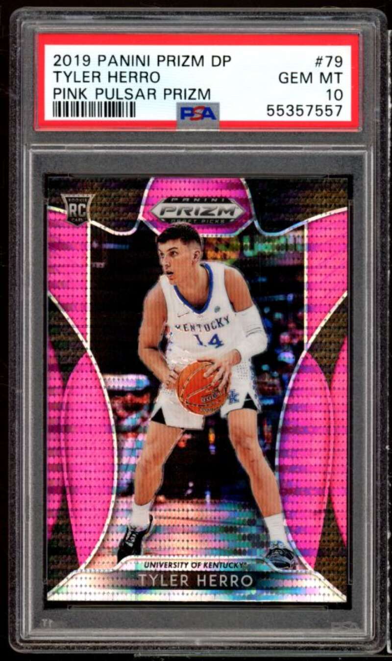 Tyler Herro Rookie Card 2019-20 Panini Prizm DP Pink Pulsar Prizm #79 PSA 10 Image 1