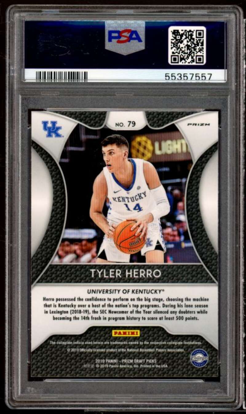 Tyler Herro Rookie Card 2019-20 Panini Prizm DP Pink Pulsar Prizm #79 PSA 10 Image 2