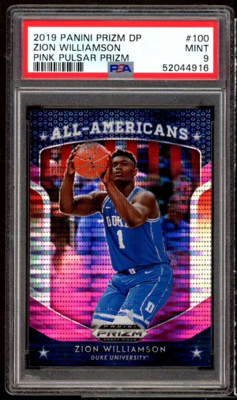 Zion Williamson Rookie Card 2019-20 Panini Prizm DP Pink Pulsar Prizm #100 PSA 9 Image 1