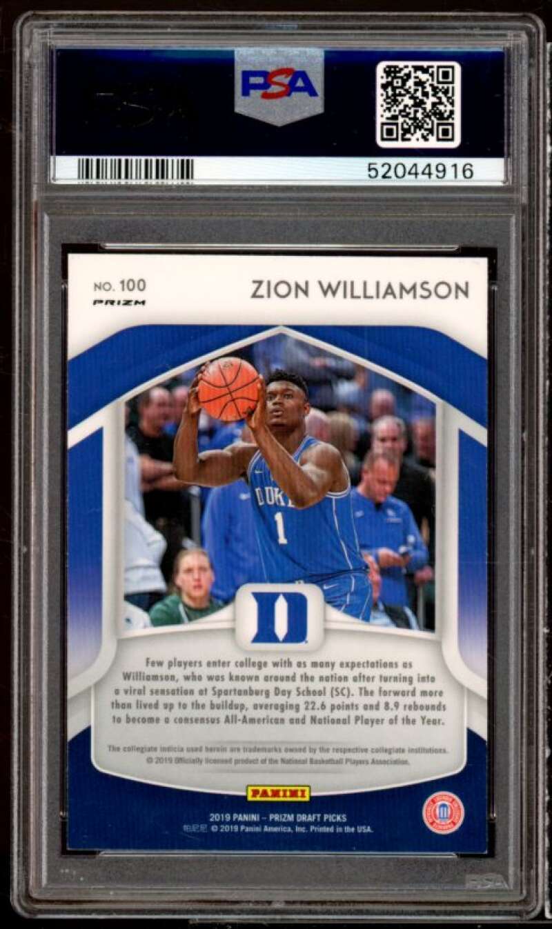 Zion Williamson Rookie Card 2019-20 Panini Prizm DP Pink Pulsar Prizm #100 PSA 9 Image 2