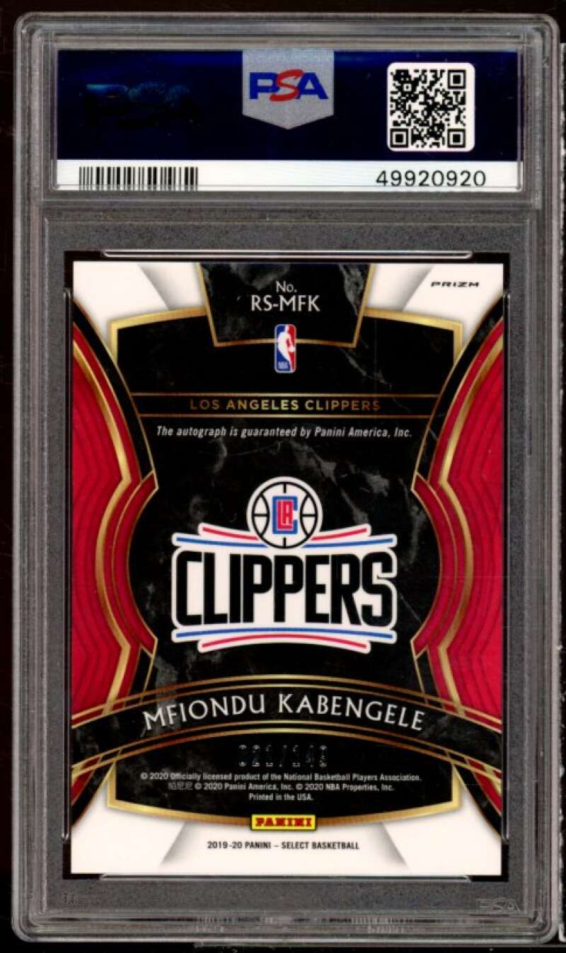 Mfiondu Kabengele Rookie 2019-20 Panini Select Rookie Signatures #RS-MFK PSA 9 Image 2