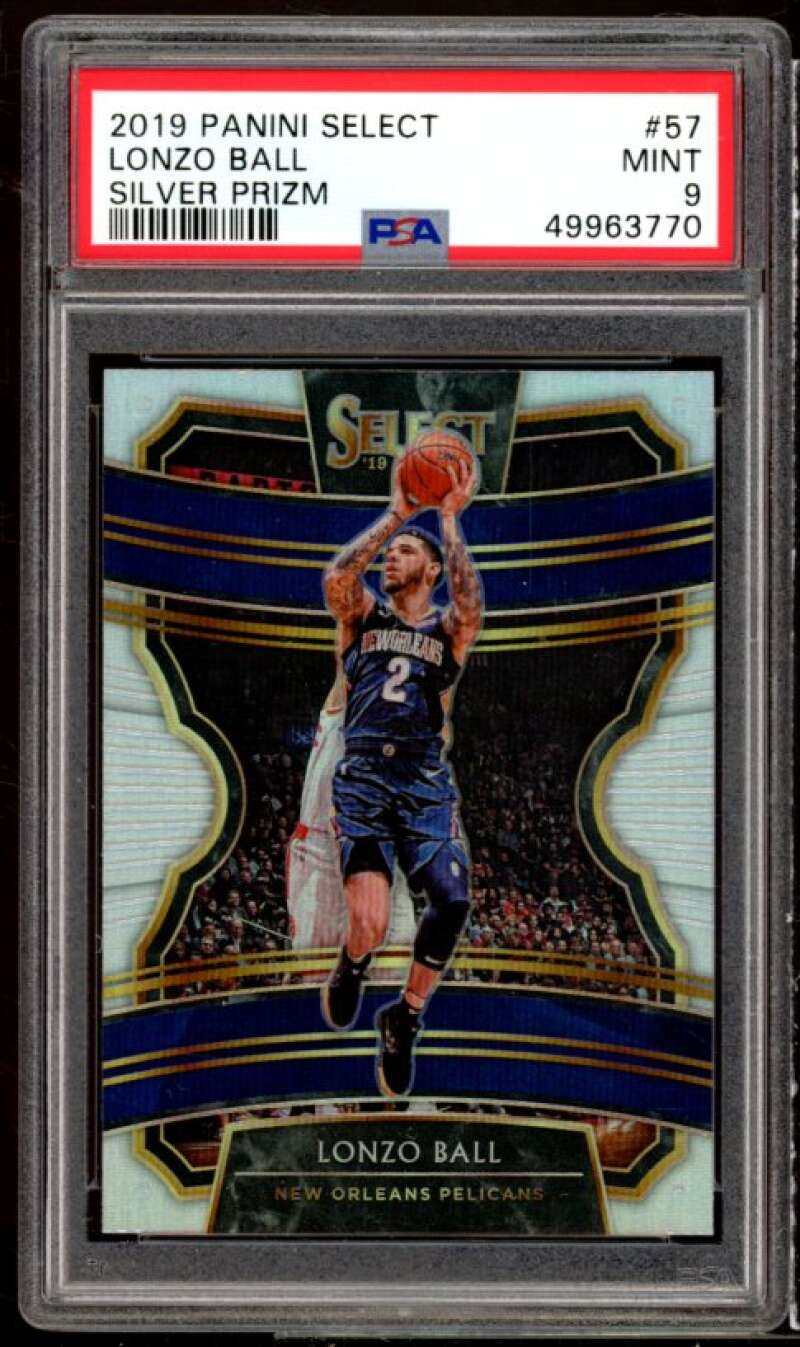 Lonzo Ball Card 2019-20 Panini Select Silver Prizm #57 PSA 9 Image 1