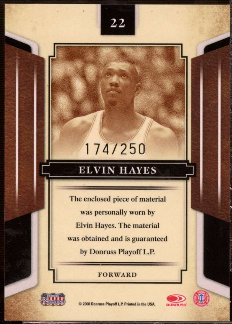 Elvin Hayes Card 2008 Donruss Sports Legends Mirror Red #22  Image 2