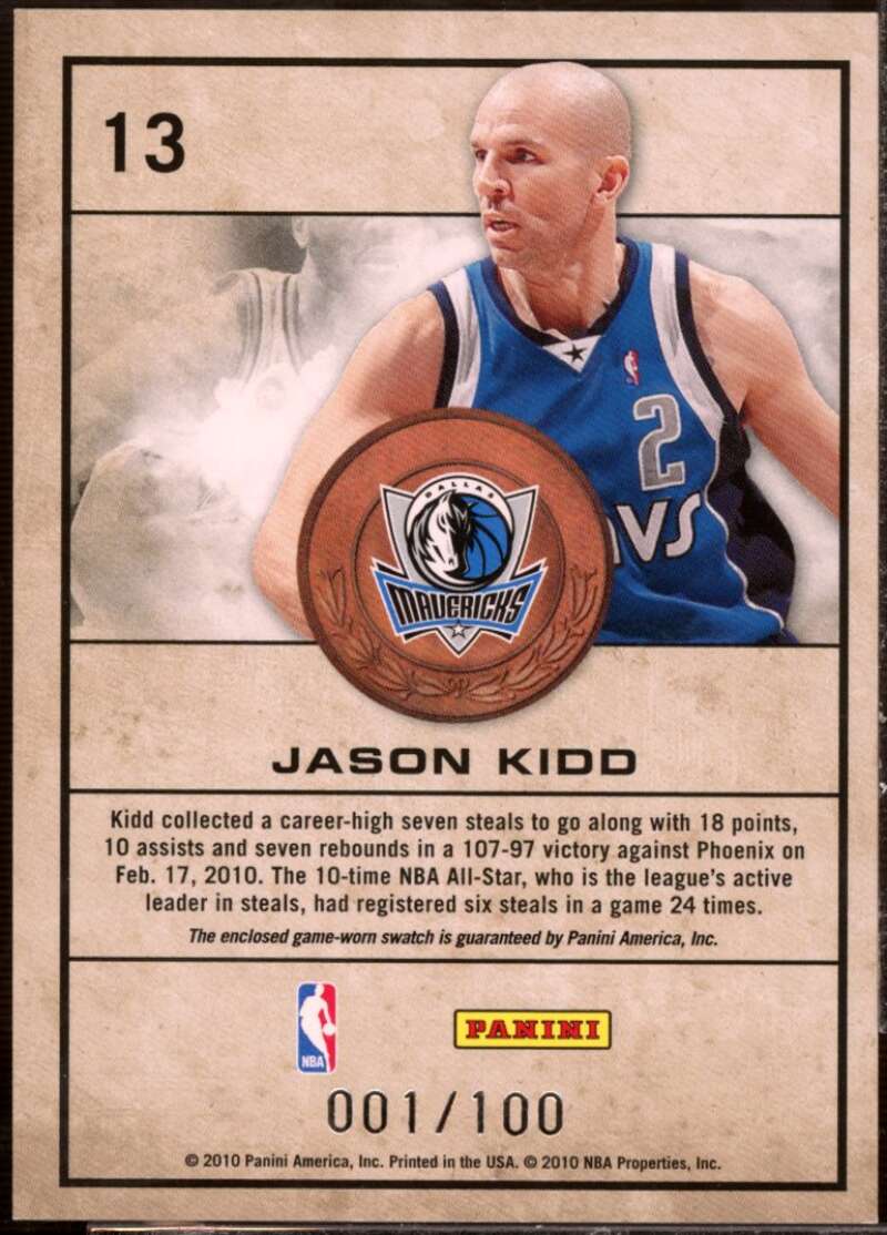 Jason Kidd Card 2009-10 Absolute Memorabilia Heroes Materials #13  Image 2