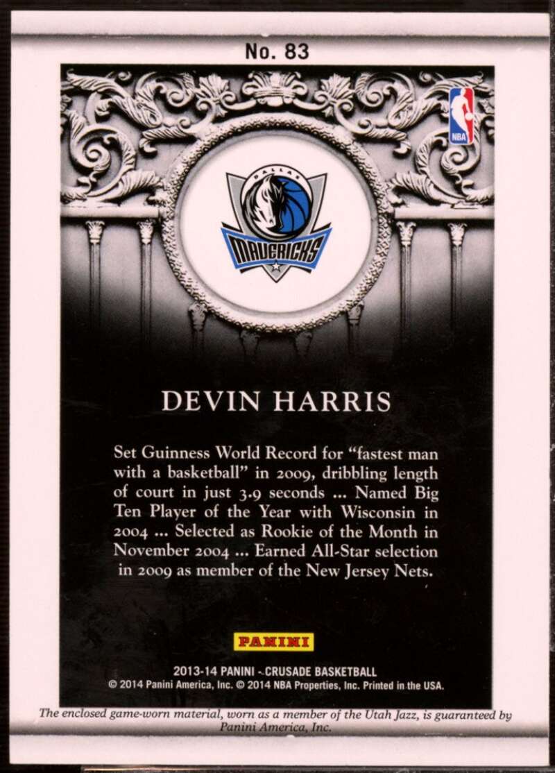 Devin Harris Card 2013-14 Panini Crusade Quest Memorabilia #83  Image 2