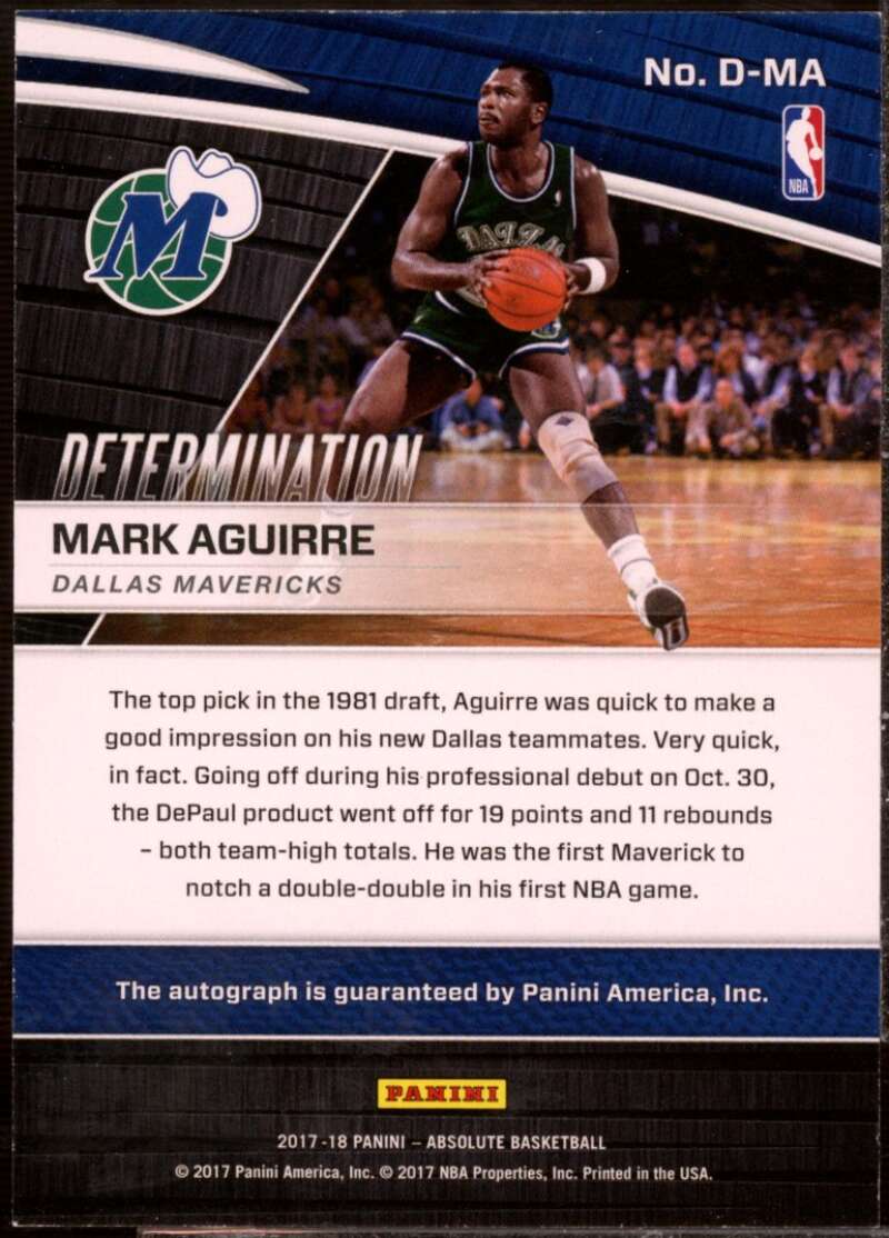 Mark Aguirre Card 2017-18 Absolute Memorabilia Determination Autographs #20  Image 2