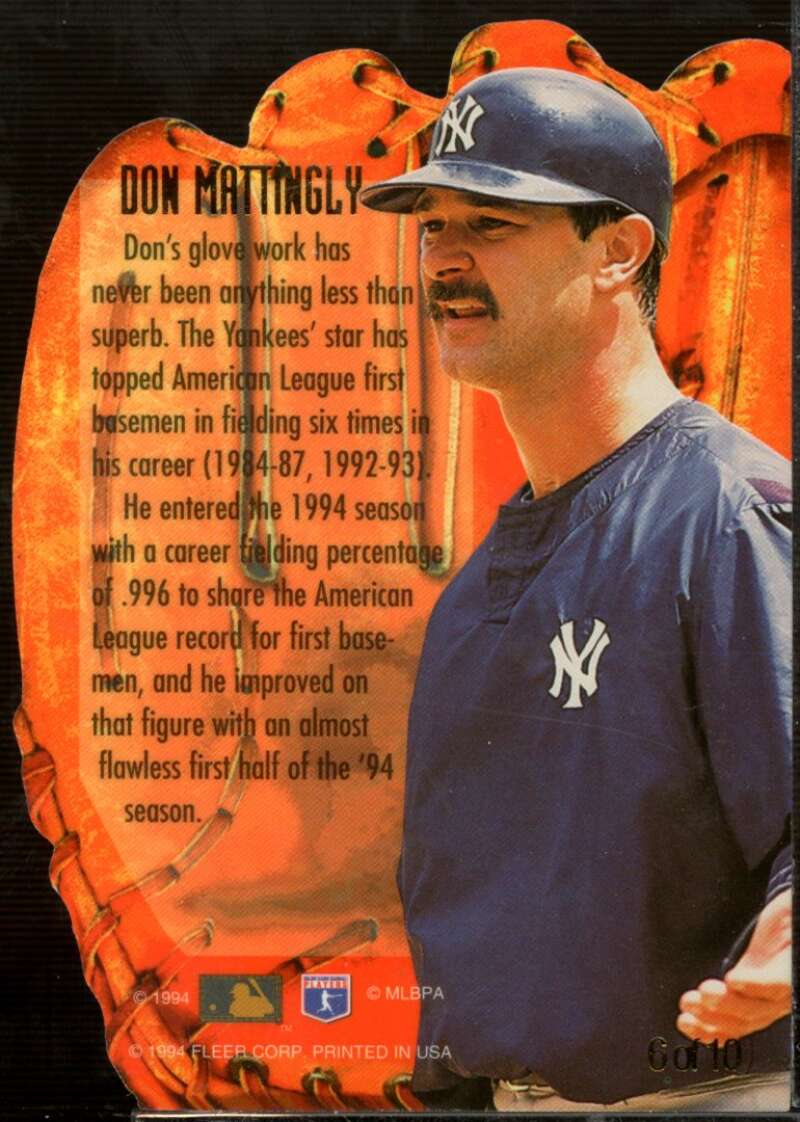 Don Mattingly Card 1994 Flair Hot Gloves #6  Image 2