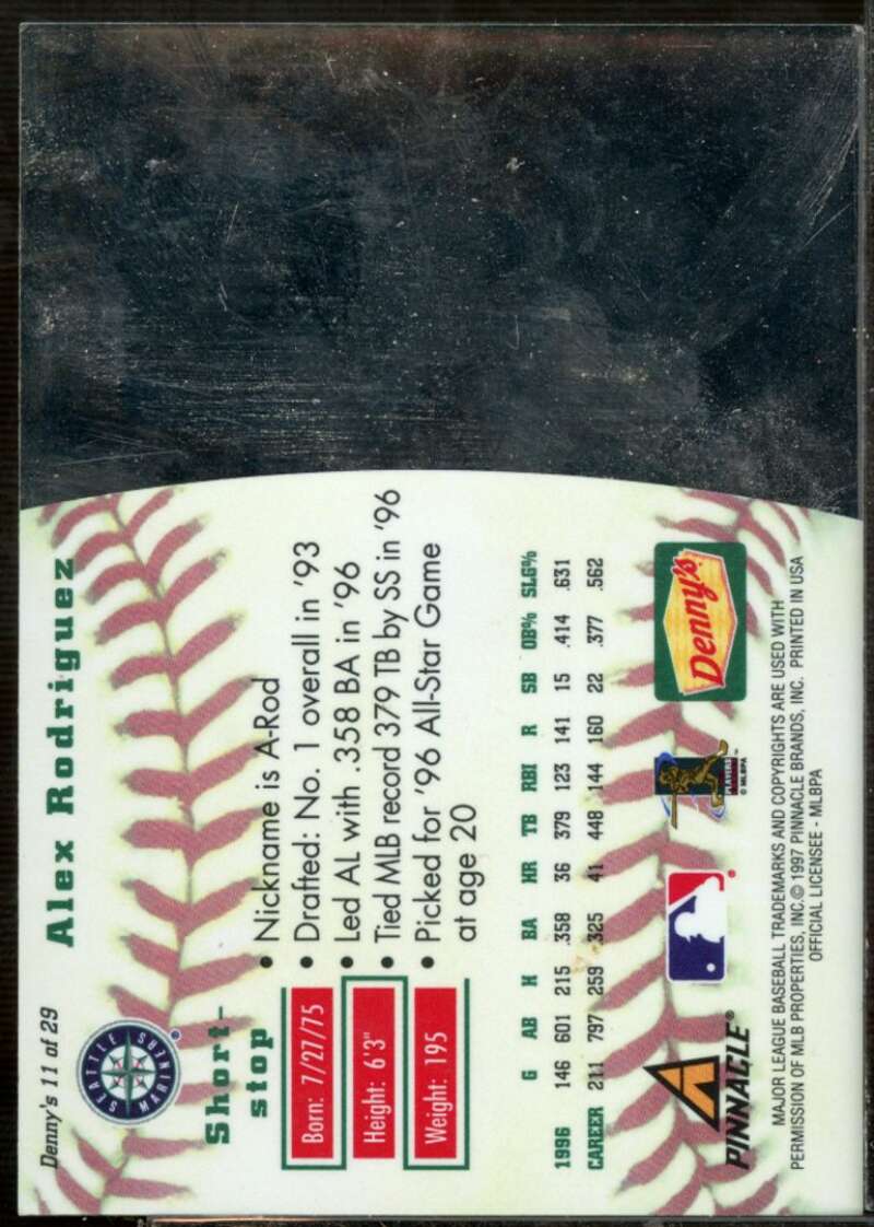 Alex Rodriguez Card 1997 Denny's Holograms #11  Image 2