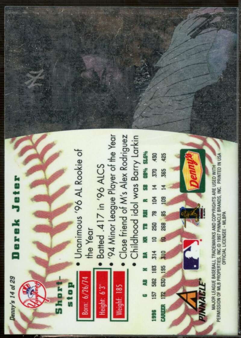 Derek Jeter Card 1997 Denny's Holograms #14  Image 2