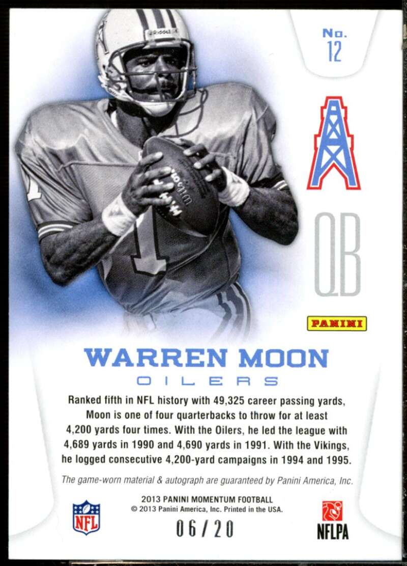 Warren Moon Card 2013 Momentum Team Threads Jerseys Signatures #12  Image 2