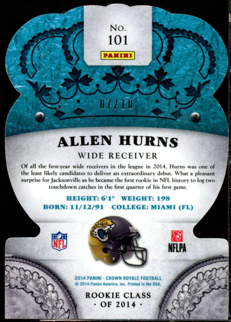 Allen Hurns Rookie Card 2014 Crown Royale Purple #101  Image 2