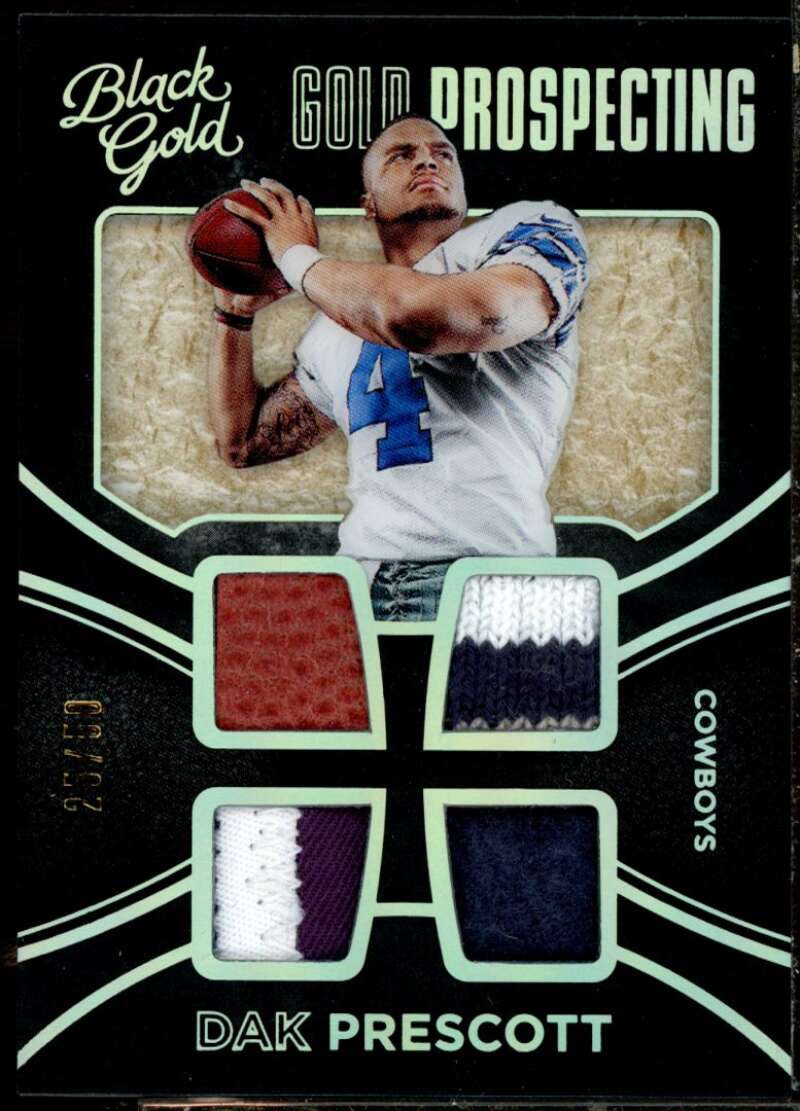 Dak Prescott 2016 Black Gold Gold Prospecting Quad Material White Gold Prime #5  Image 1