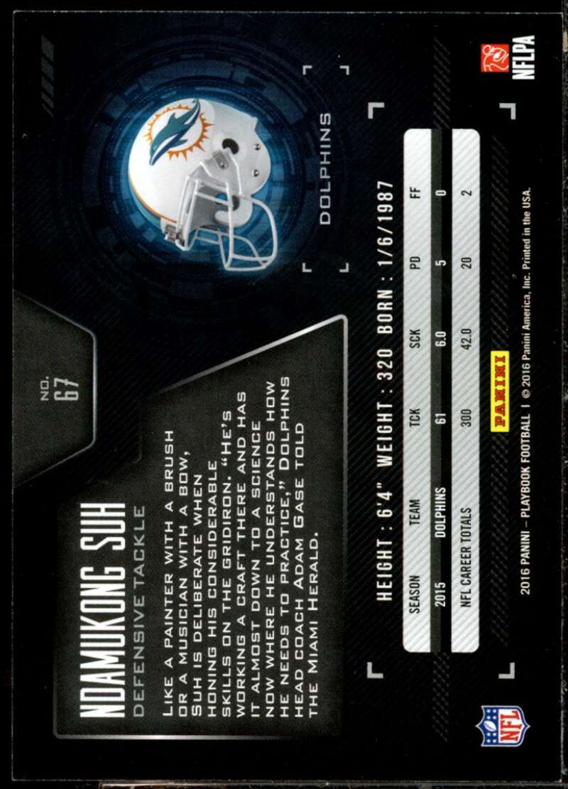 Ndamukong Suh Card 2016 Panini Playbook Platinum #67  Image 2