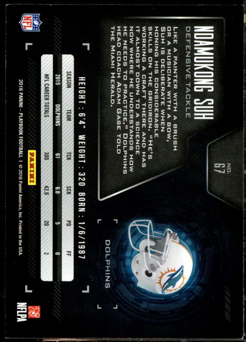 Ndamukong Suh Rookie Card 2016 Panini Playbook #67  Image 2