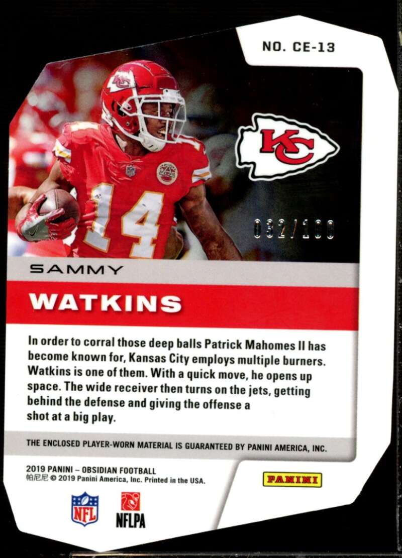 Sammy Watkins Card 2019 Panini Obsidian Cutting Edge Materials #13  Image 2