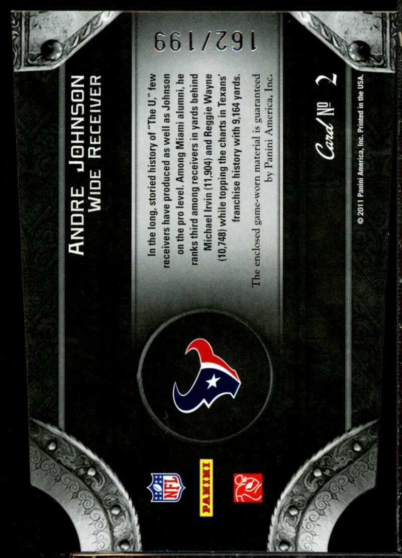 Andre Johnson Card 2011 Crown Royale Majestic Materials #2  Image 2