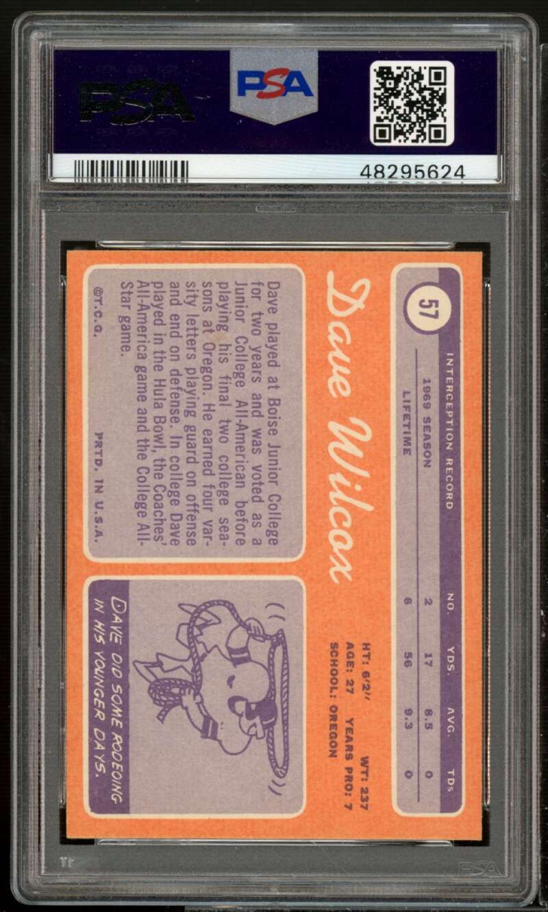 Dave Wilcox Card 1970 Topps #57 PSA 8.5 Image 2