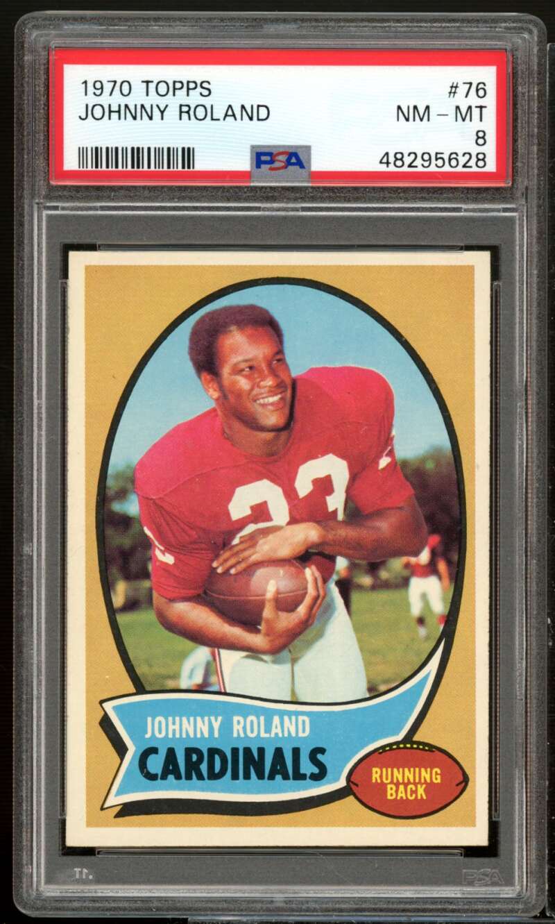 Johnny Roland Card 1970 Topps #76 PSA 8 Image 1