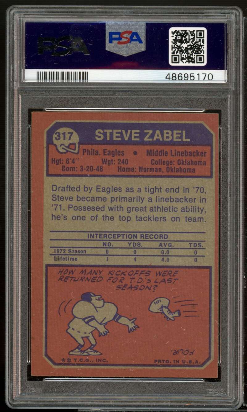 Steve Zabel Card 1973 Topps #317 PSA 8 Image 2
