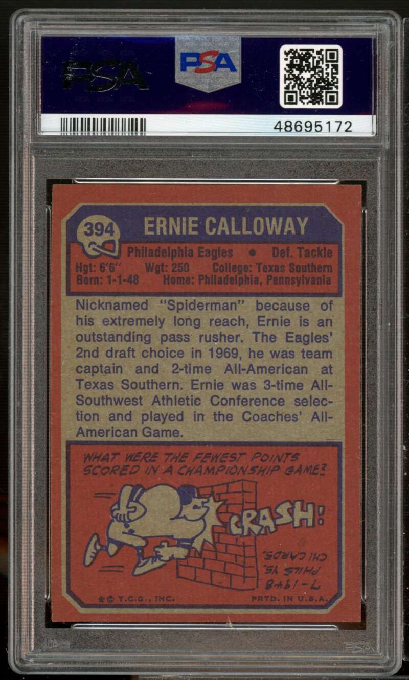 Ernie Calloway Card 1973 Topps #394 PSA 9 Image 2