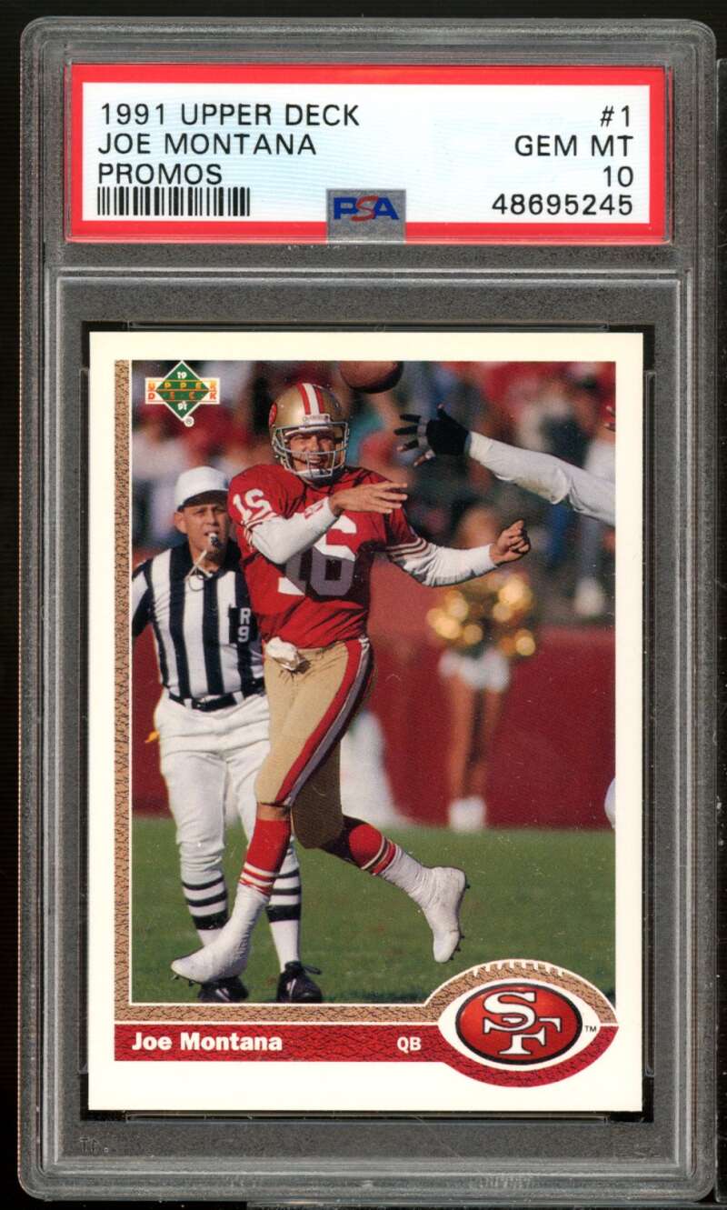 Joe Montana Card 1991 Upper Deck Promos #1 PSA 10 Image 1