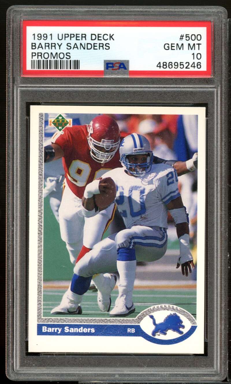 Barry Sanders Card 1991 Upper Deck Promos #500 PSA 10 Image 1